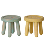 Maileg 2 houten krukjes voor muizen, Stool set - Mint/Light yellow, hoogte 3cm