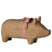 Maileg Houten Kandelaar Varken, Candle holder Pig, Medium - Nature