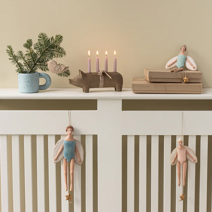 Maileg Houten Advent Kandelaar Varken, Wooden candle holder Pig, Advent