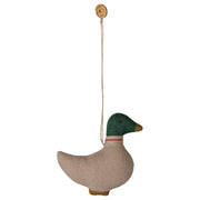 Maileg Ornament Eend, Fabric ornament Duck - Green/Sand