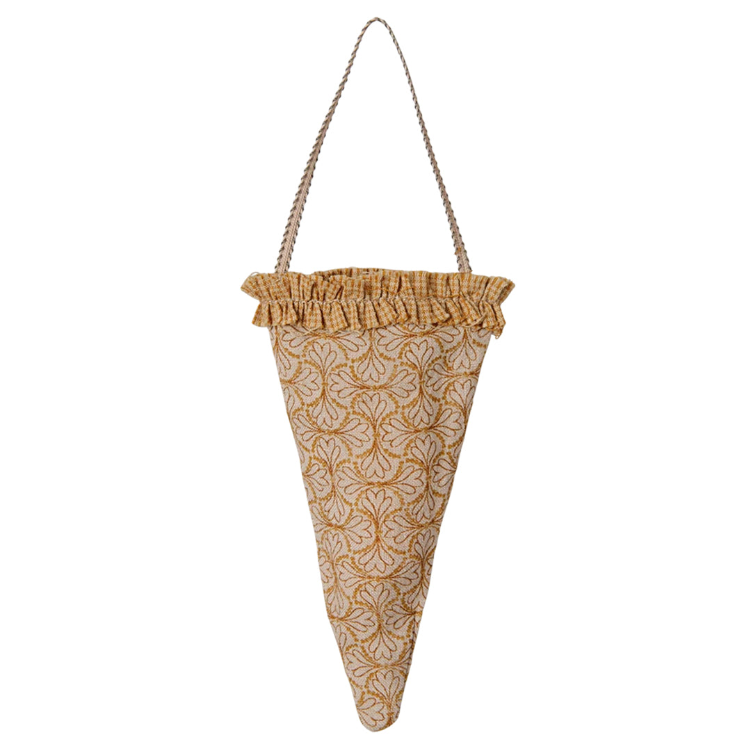 Maileg Kerst Ornament hoorn, Fabric ornament, Winter heart - Ocher