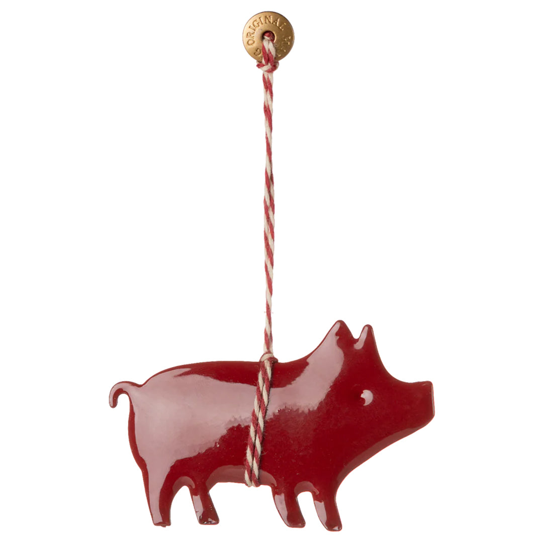 Maileg Metalen Varkens Ornament, Pig red