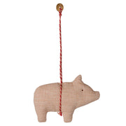 Maileg Ornament Varken, Fabric ornament Pig - Checker - Powder