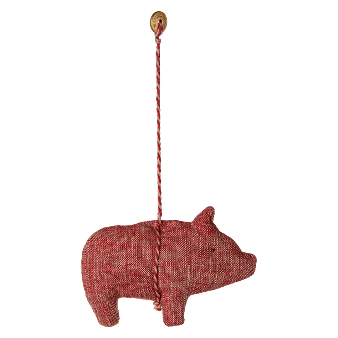 Maileg Ornament Varken, Fabric ornament Pig - Red