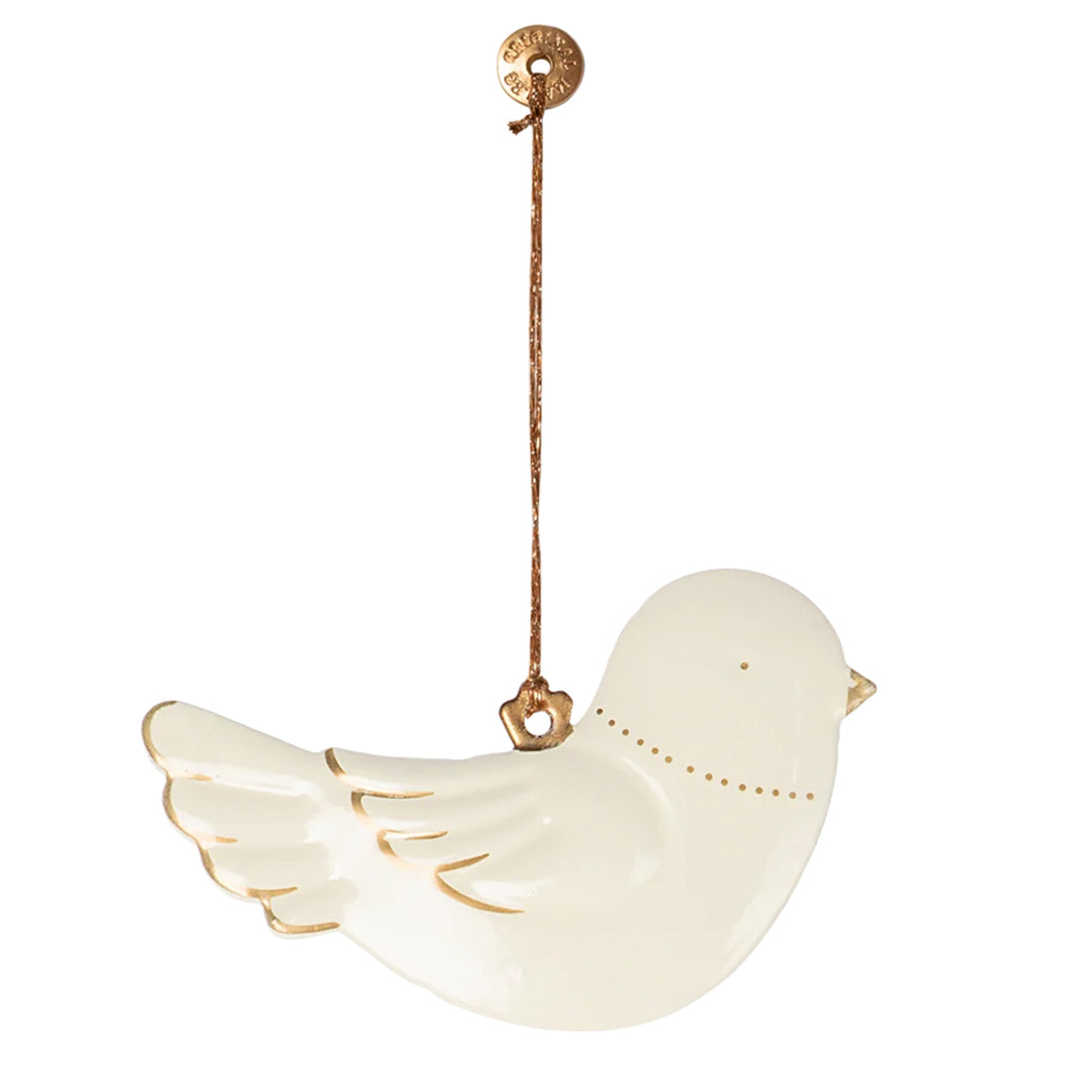 Maileg Metalen Ornament Vogel, Metal ornament, Bird - Off white/Gold