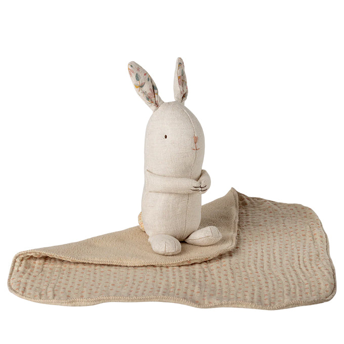 Maileg Knuffel Konijn met knuffeldoekje, Lullaby friends, Bunny Mini - Nature