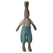 Maileg Rabbit Size 3, Brown - Knitted shirt and overall, 49 cm