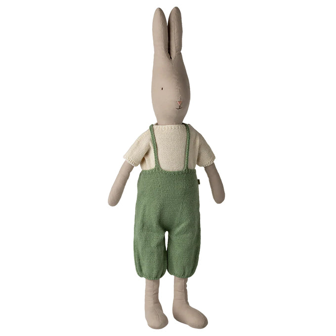 Maileg Rabbit Size 5, Classic - Knitted shirt and overall, 70 cm