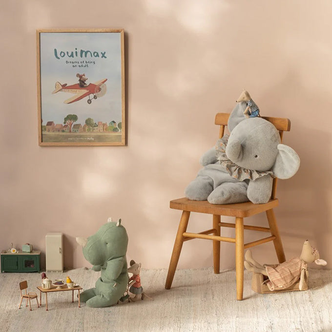 Maileg Knuffel Neushoorn Safari Friends Rhino Medium, Sage