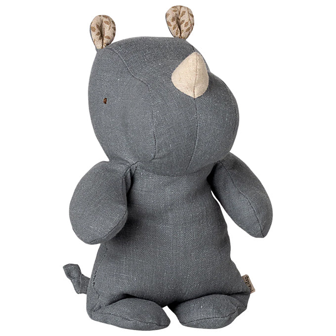 Maileg Knuffel Neushoorn Safari Friends Rhino Small, Dusty Blue