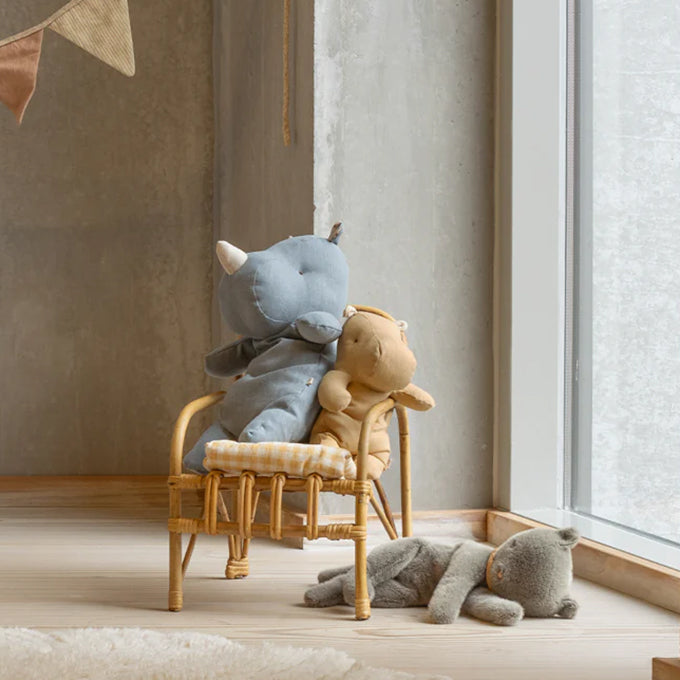 Maileg Knuffel Nijlpaard Safari Friends Hippo Small, Cream Yellow