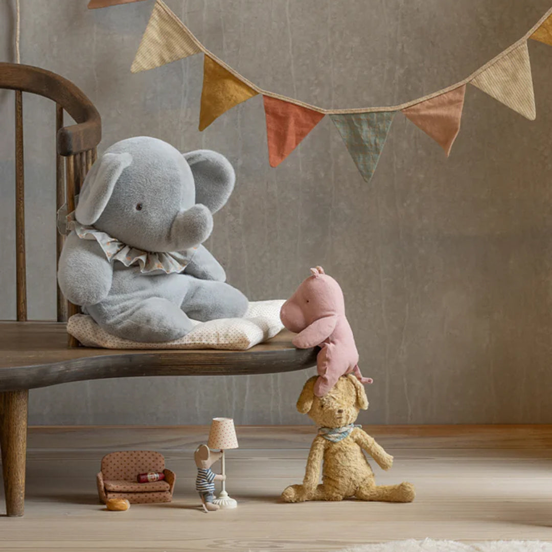 Maileg Knuffel Olifant, Elephant Plush, Big - Blue/grey, 45 cm