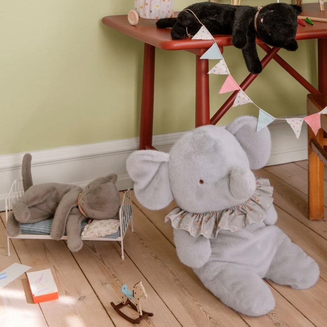 Maileg Knuffel Olifant, Elephant Plush, Big - Blue/grey, 45 cm