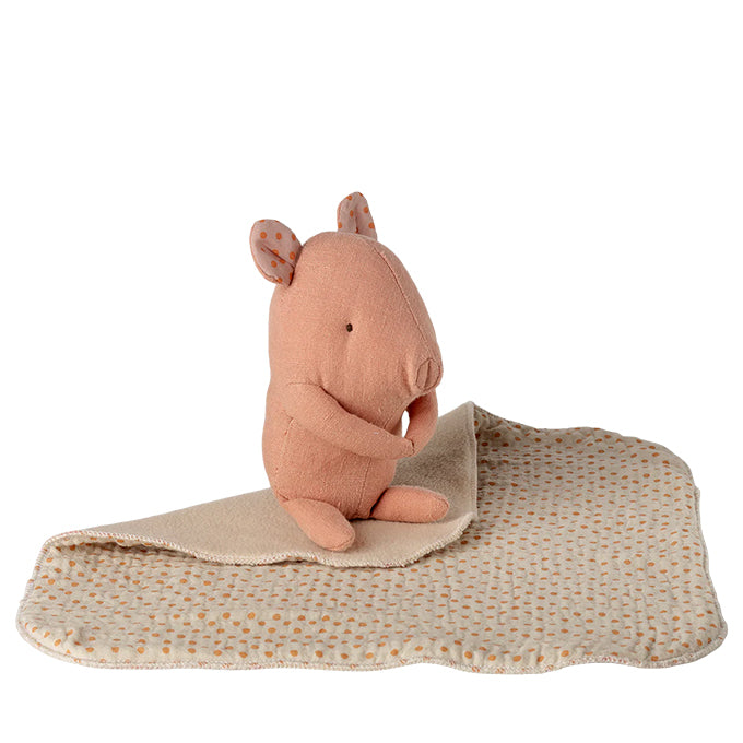 Maileg Knuffel Varken met knuffeldoekje, Lullaby friends, Pig Mini - Rose