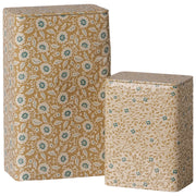 Maileg set van 2 bewaarblikken, Flowers - Ocher/Blue