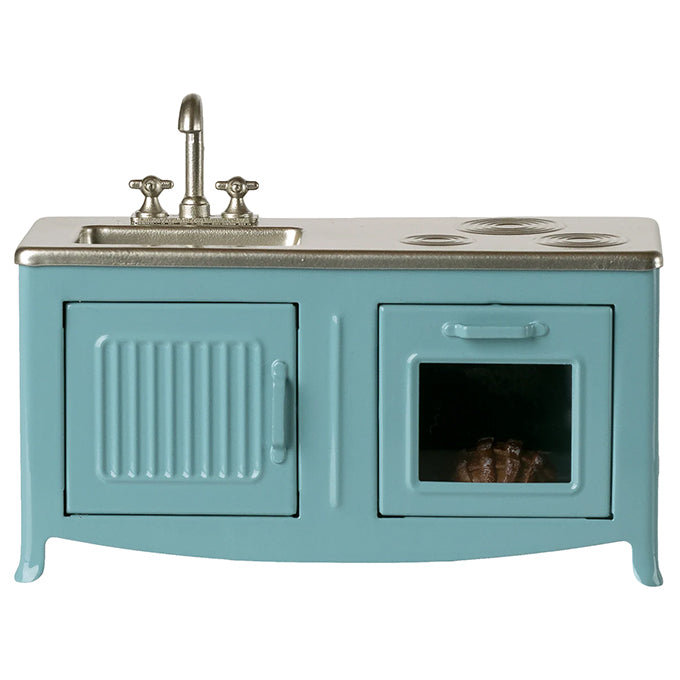 Maileg Metalen keuken voor Muizen, Blauw, hoogte 7,5 cm