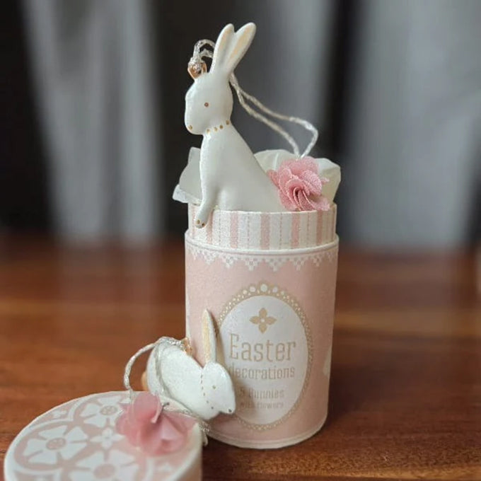 Maileg 5 Metalen Konijnen Hangers in doosje, Metal ornaments, Easter bunny