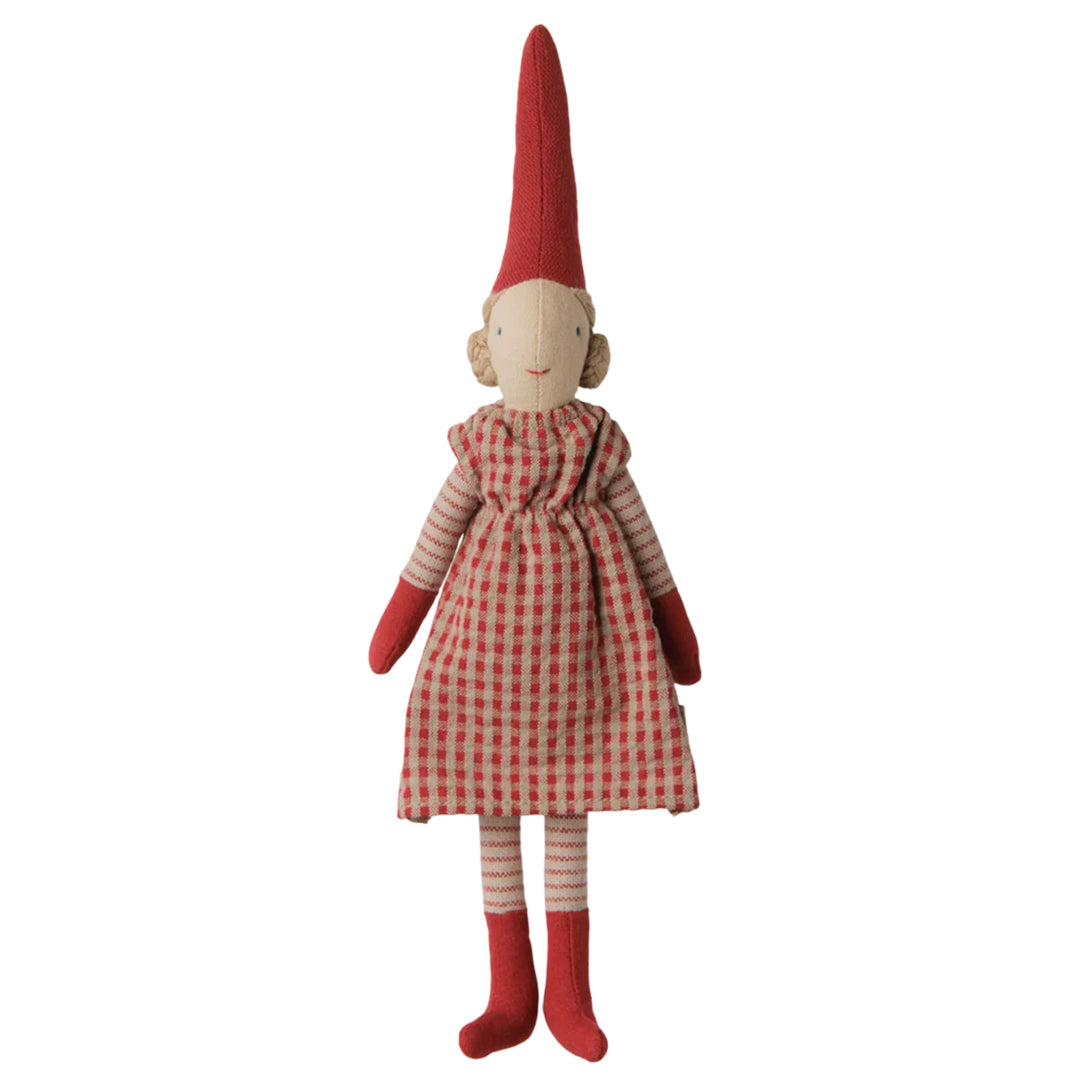 Maileg Pixy, Size 1 - Climbing Pixy, Girl, Red dress, 26 cm