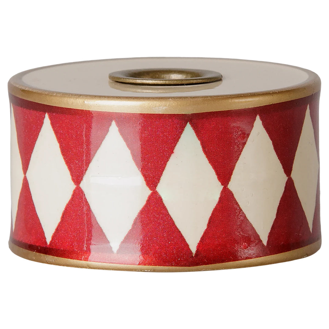 Maileg Metalen Kandelaar, Drum - Off white/Red