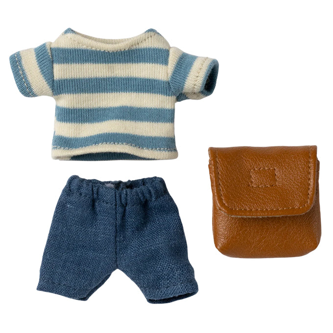 Maileg kledingset met rugzak voor grote broer Muis, Clothes and Bag, Brown