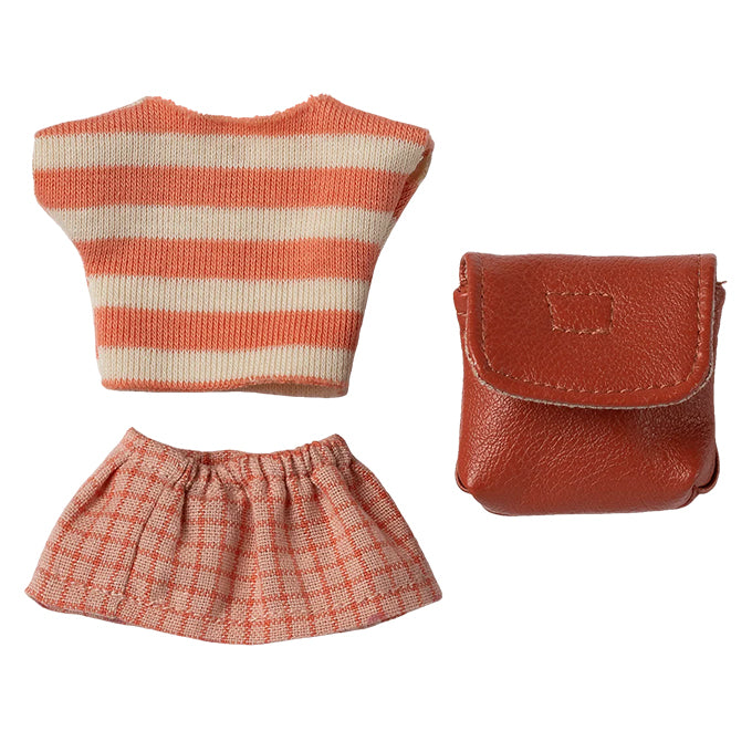 Maileg kledingset met rugzak voor grote zus Muis, Clothes and Bag, Coral
