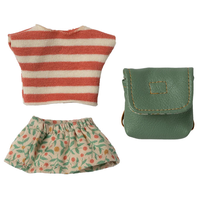 Maileg kledingset met rugzak voor grote zus Muis, Clothes and Bag, Green