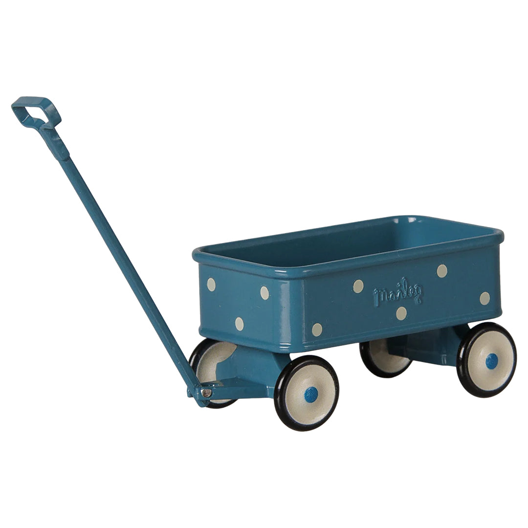 Maileg Metalen Bolderkar, Wagon, Mouse - Blue