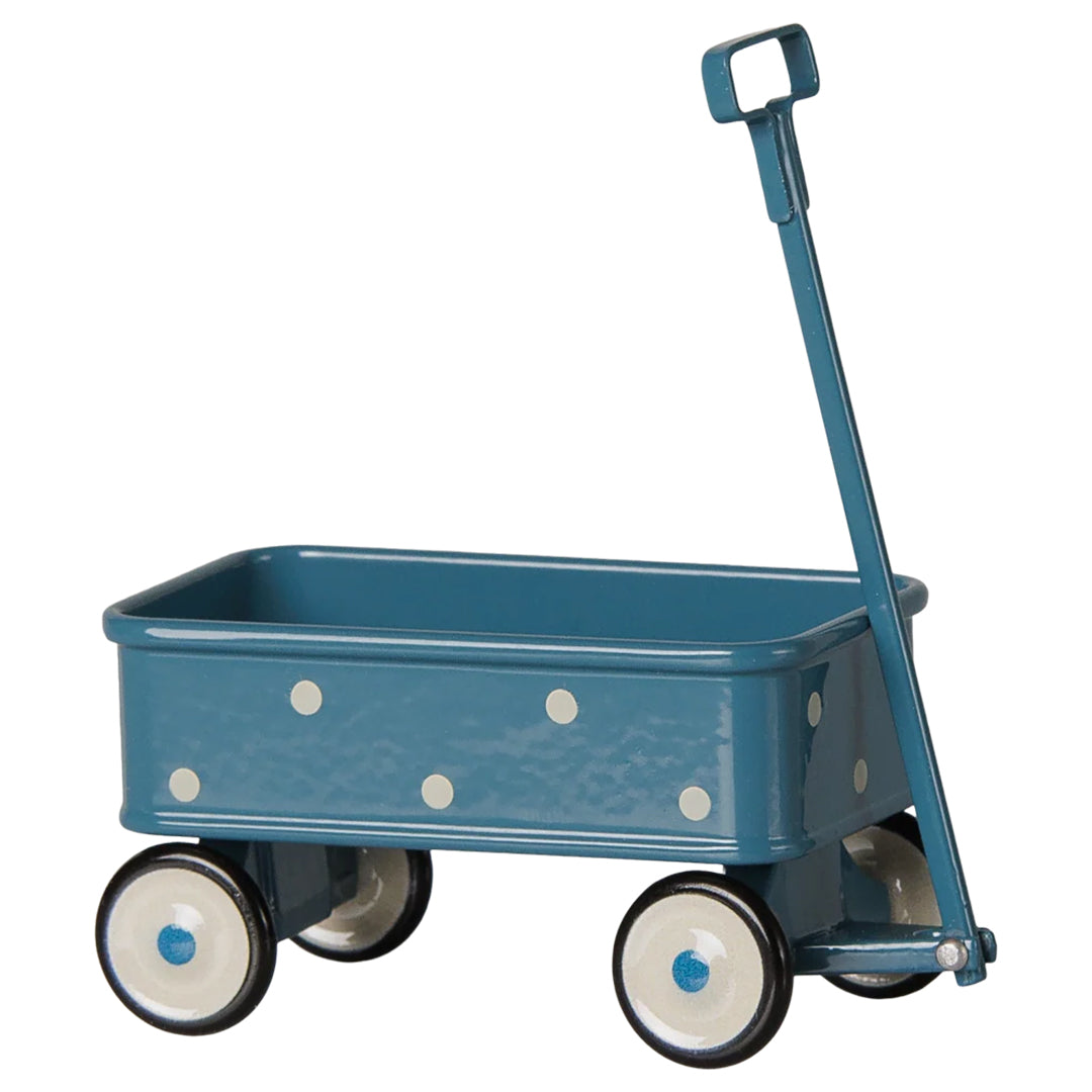 Maileg Metalen Bolderkar, Wagon, Mouse - Blue