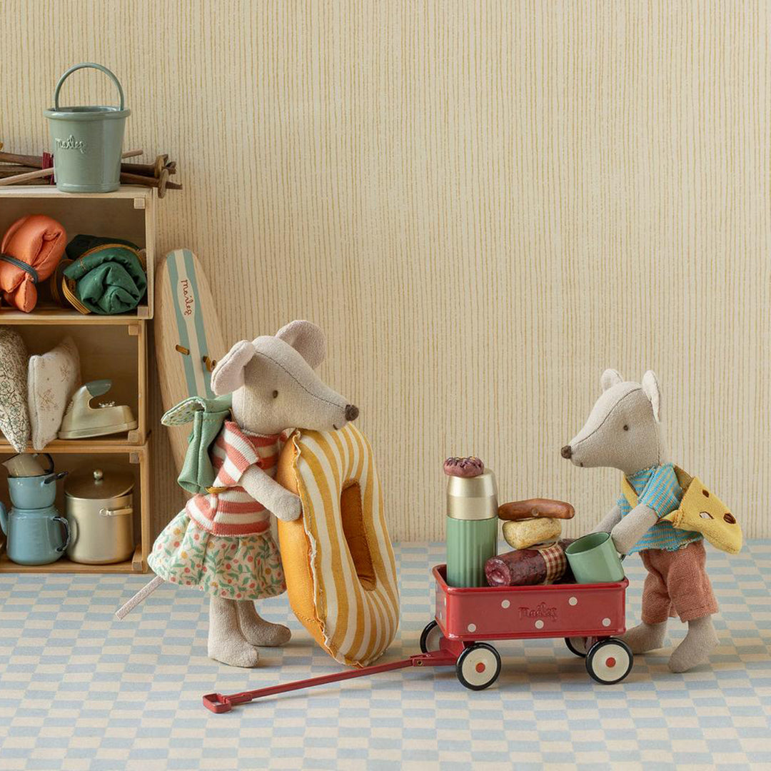 Maileg Metalen Bolderkar, Wagon, Mouse - Red