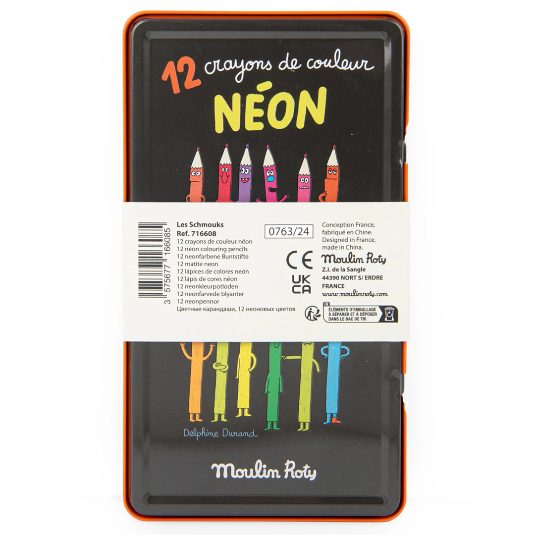 Moulin Roty Kleurpotloden Neon, 12 st, Les Schmouks