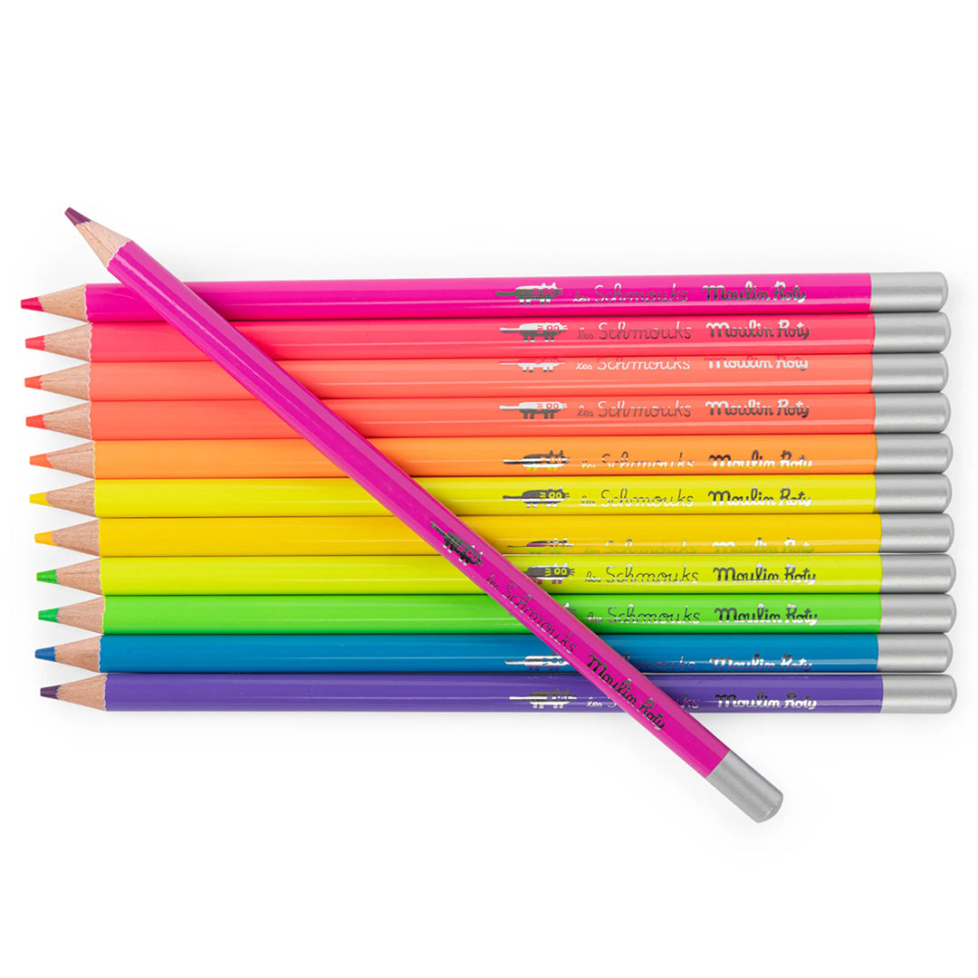 Moulin Roty Kleurpotloden Neon, 12 st, Les Schmouks