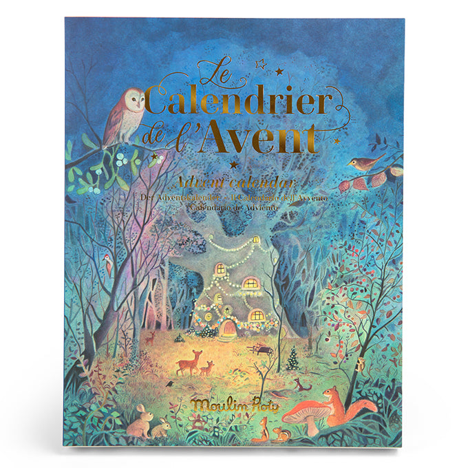Moulin Roty Adventskalender met Verhaaltjeslamp en 23 schijfjes 'La Grande Famille'