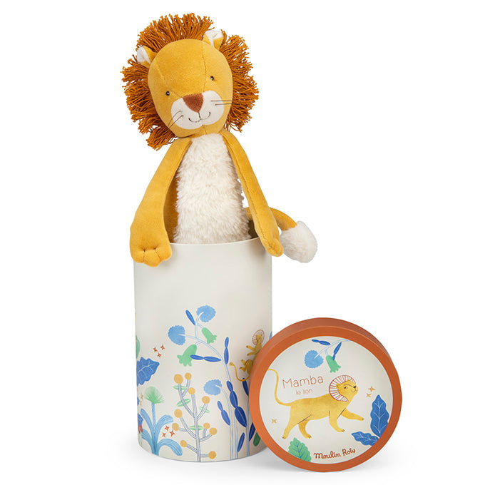 Moulin Roty Knuffel Leeuw Mamba in geschenkdoos, 'La forêt Mawa'