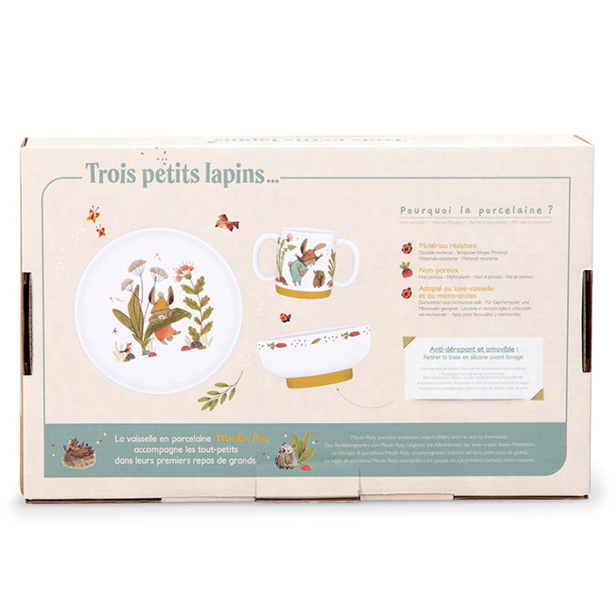 Moulin Roty serviesset porselein, 'Trois Petits Lapins'