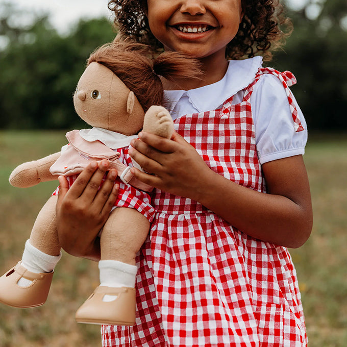 Olli Ella Kledingset voor Dinkum Doll, Cherry Gingham Outfit Set
