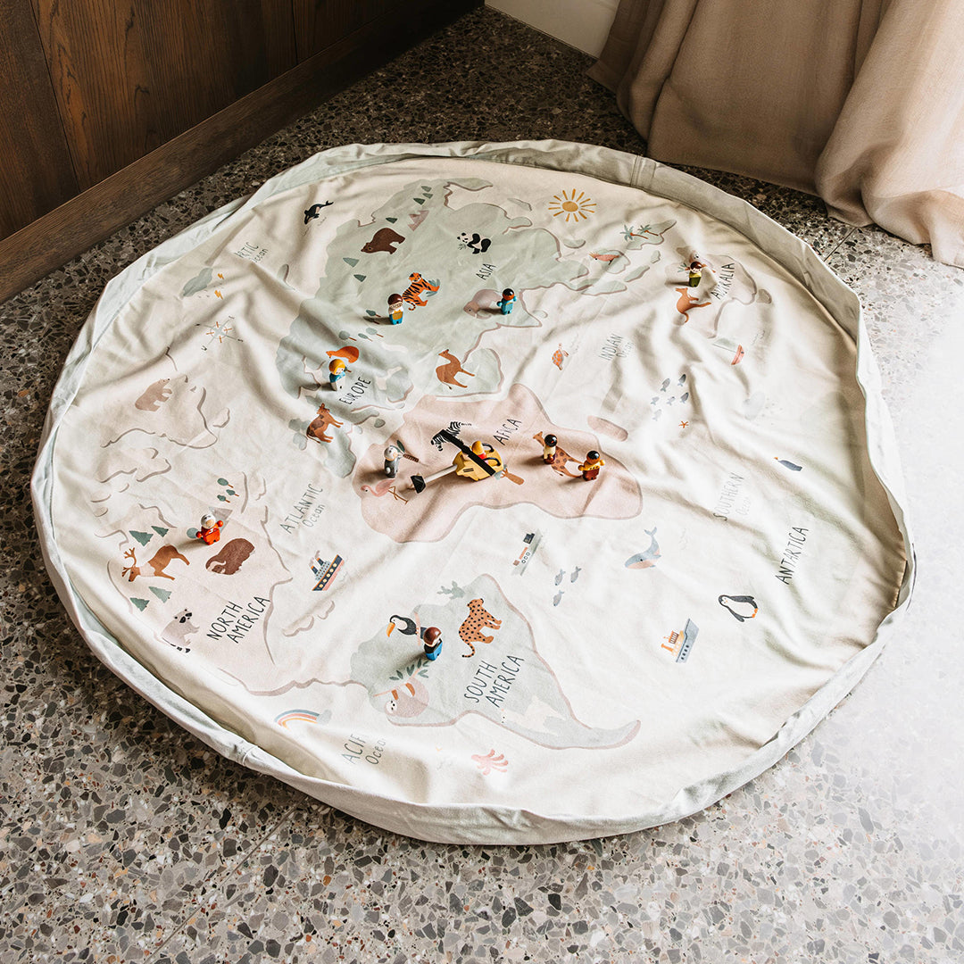 Play & Go Speelkleed / opbergzak Worldmap colour, Dubbelzijdig