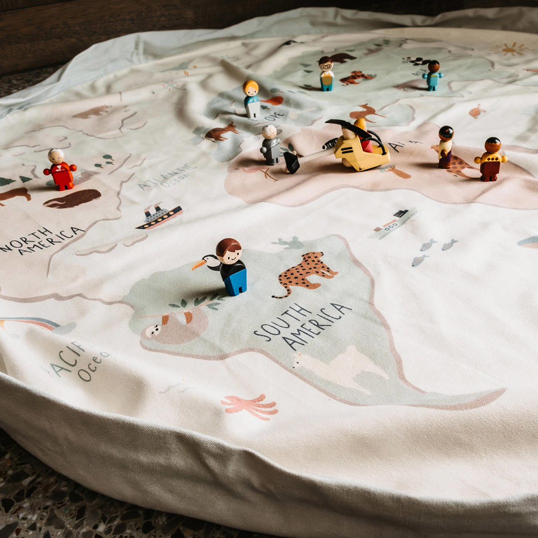 Play & Go Speelkleed / opbergzak Worldmap colour, Dubbelzijdig