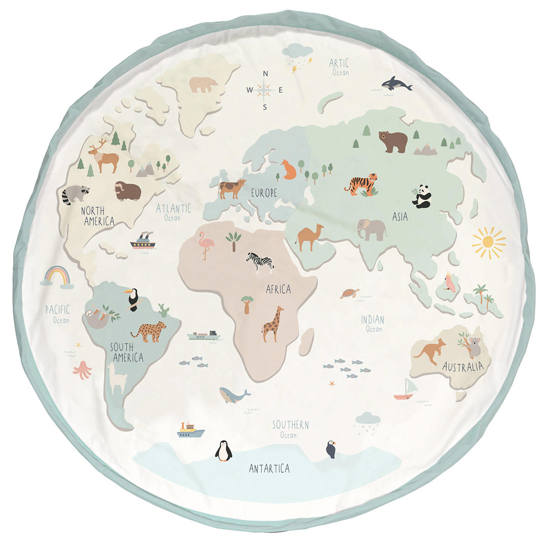 Play & Go Speelkleed / opbergzak Worldmap colour, Dubbelzijdig