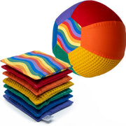 Little Botanic Label Sensorische Ballonbal plus Pittenzakjes set - Regenboog