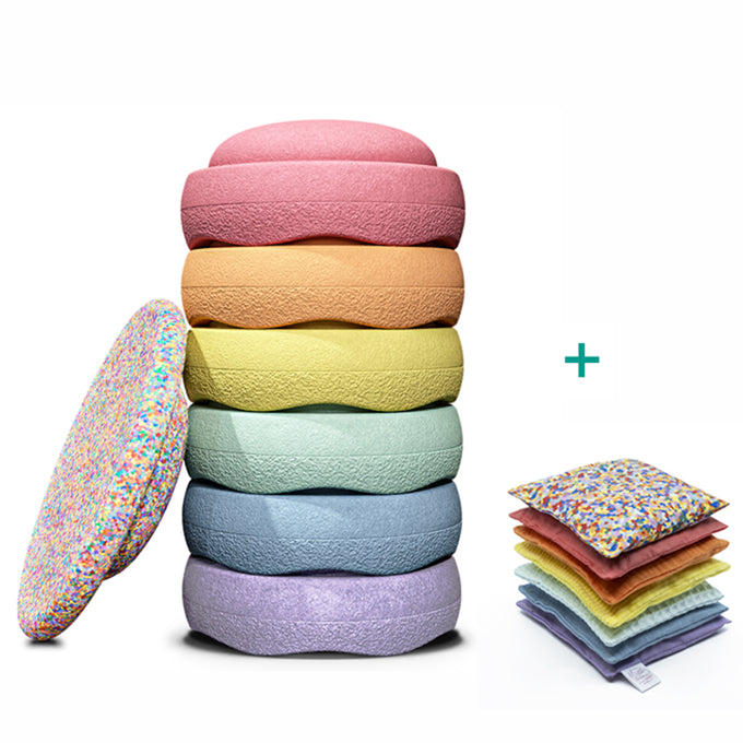 Stapelstein Pastel Voordeelbundel met Balance board en Pittenzakjes