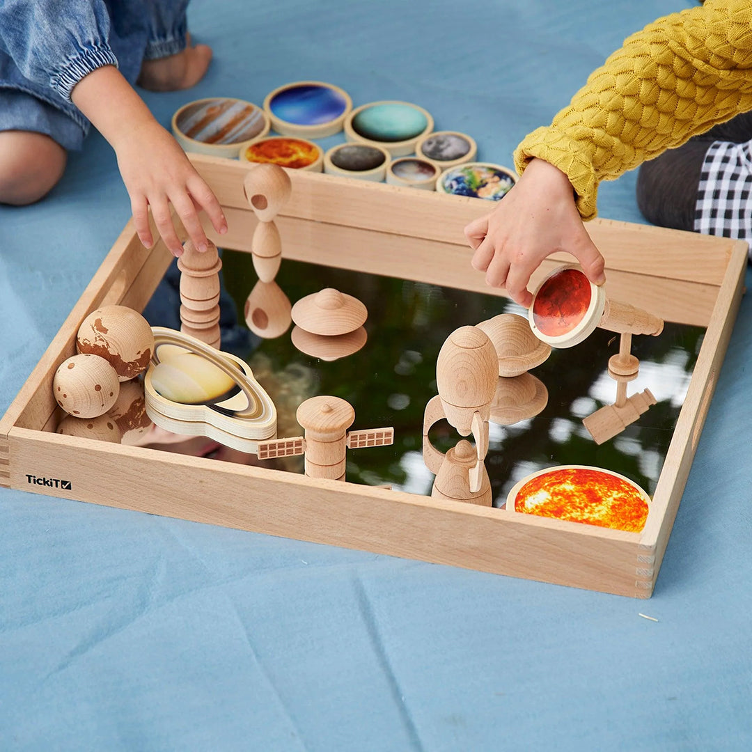 TickiT Houten Spiegel Bak, Wooden Mirror Tray, 50cm x 43,5cm