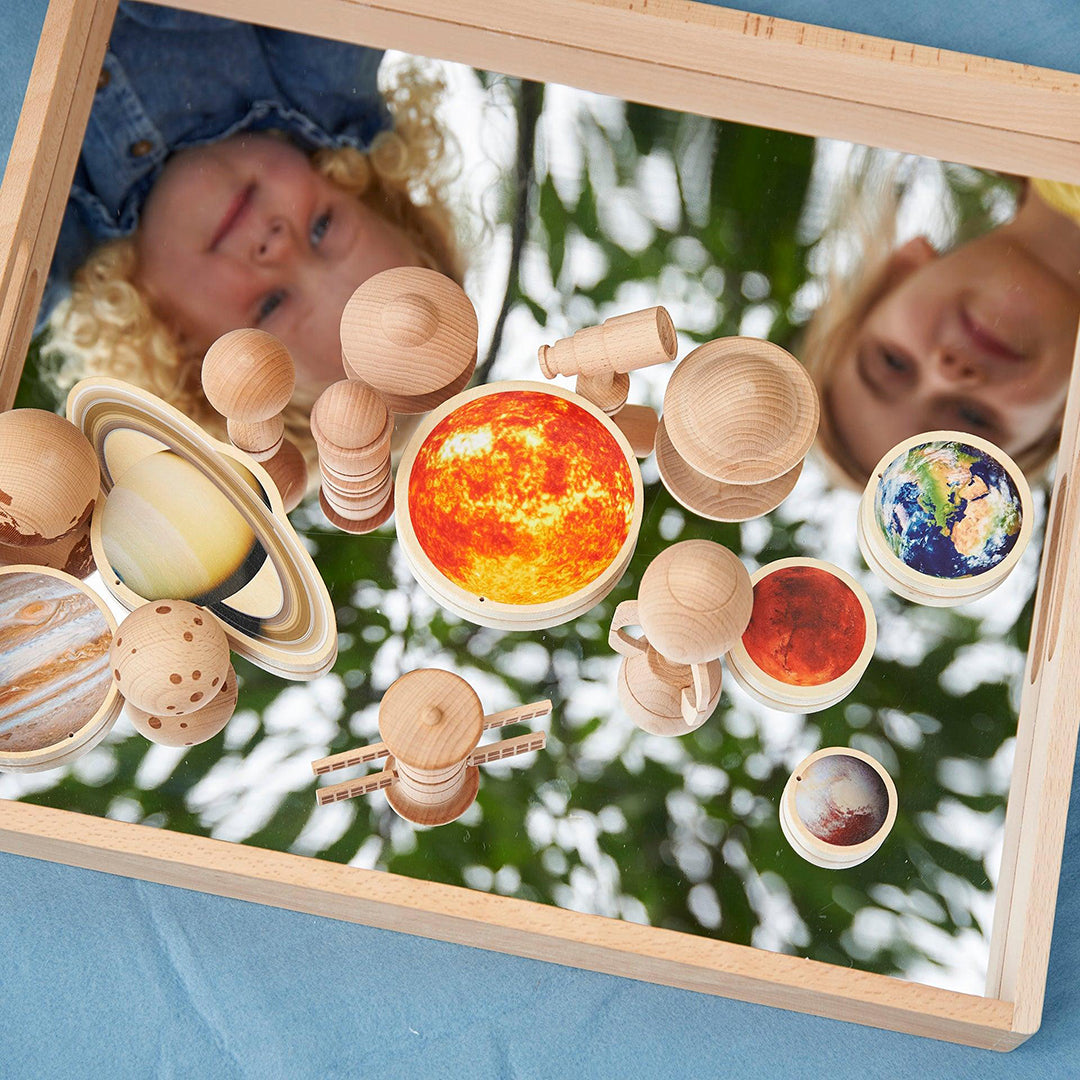 TickiT Houten Spiegel Bak, Wooden Mirror Tray, 50cm x 43,5cm