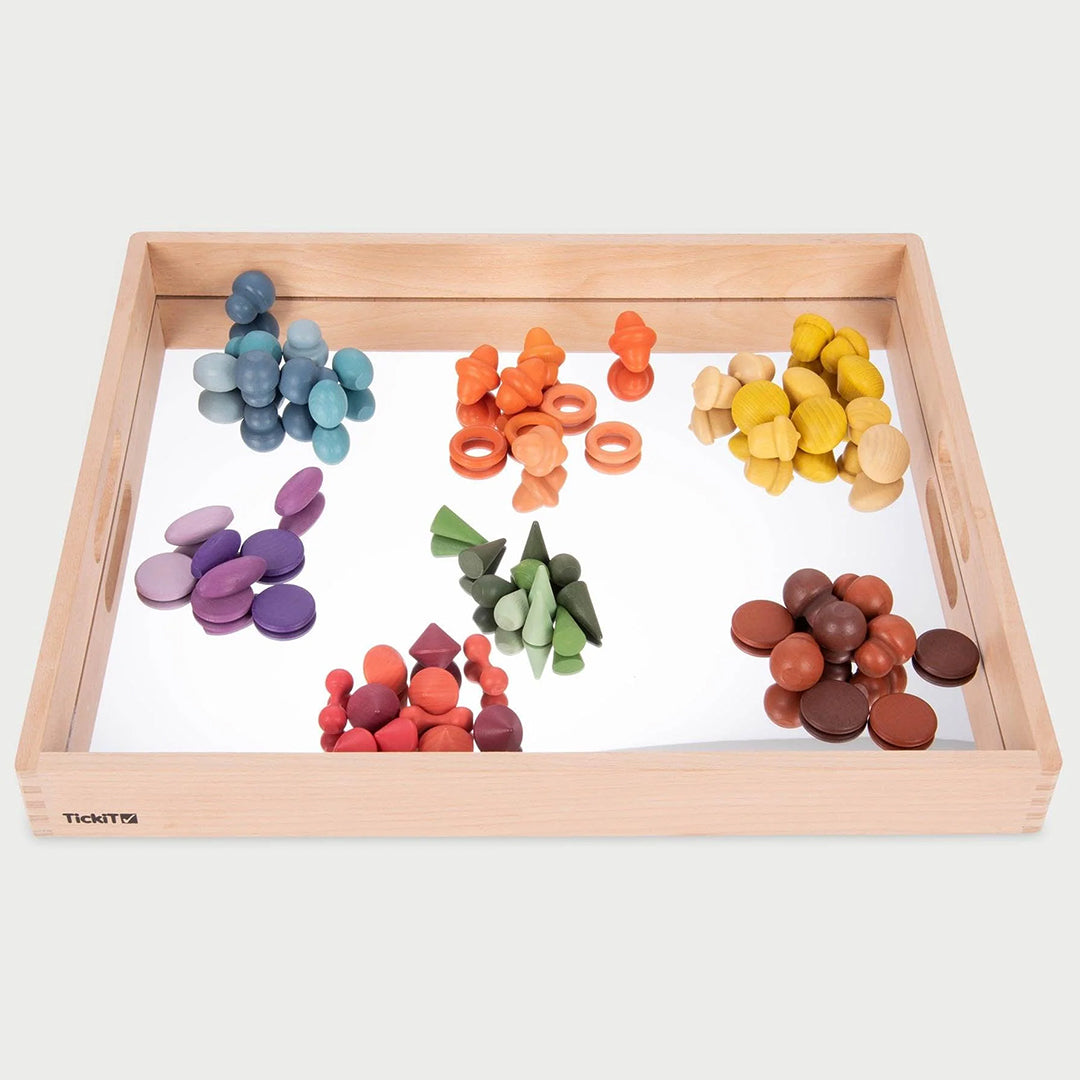 TickiT Houten Spiegel Bak, Wooden Mirror Tray, 50cm x 43,5cm