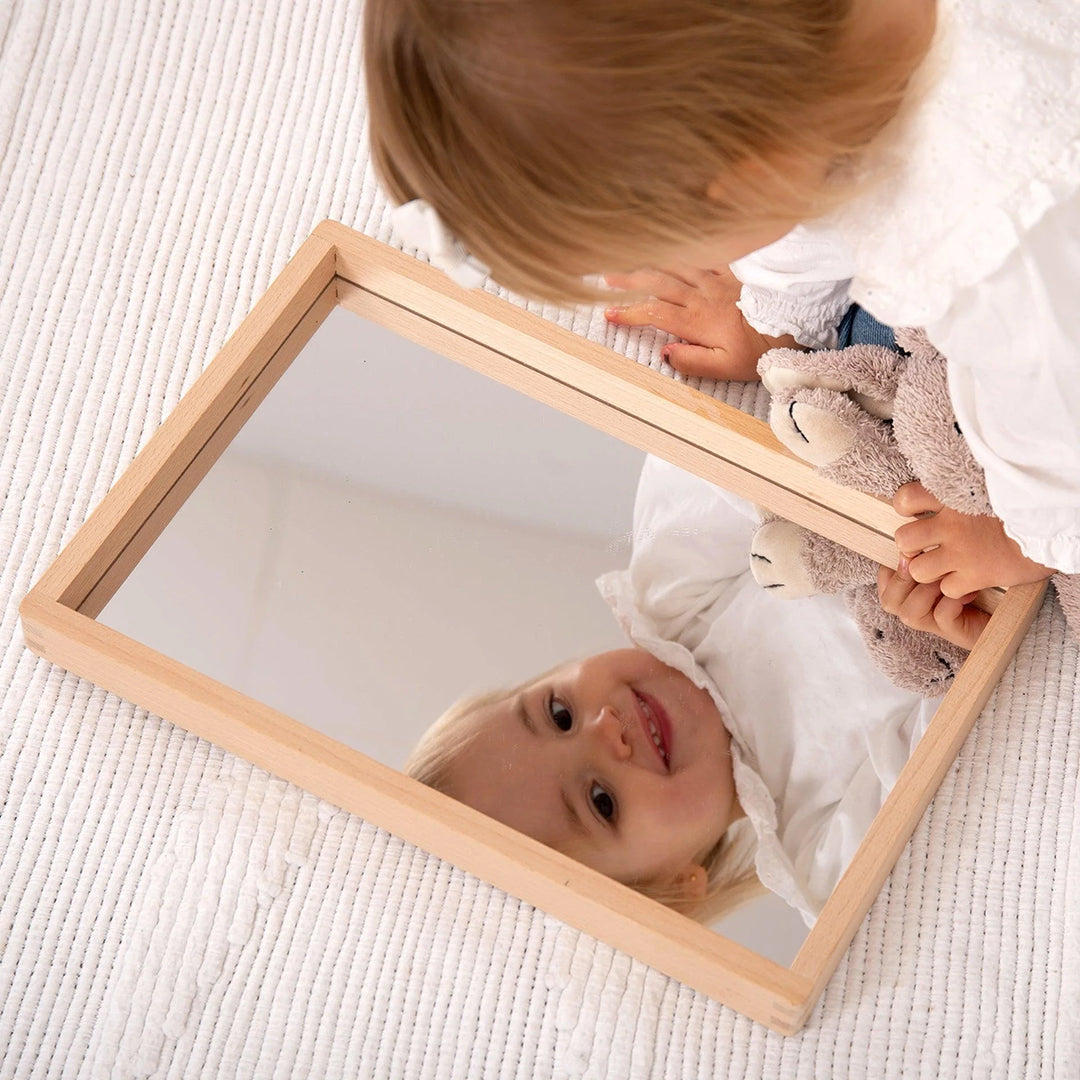 TickiT Kleine Houten Spiegel Bak, Small Wooden Mirror Tray, 36cm x 24cm