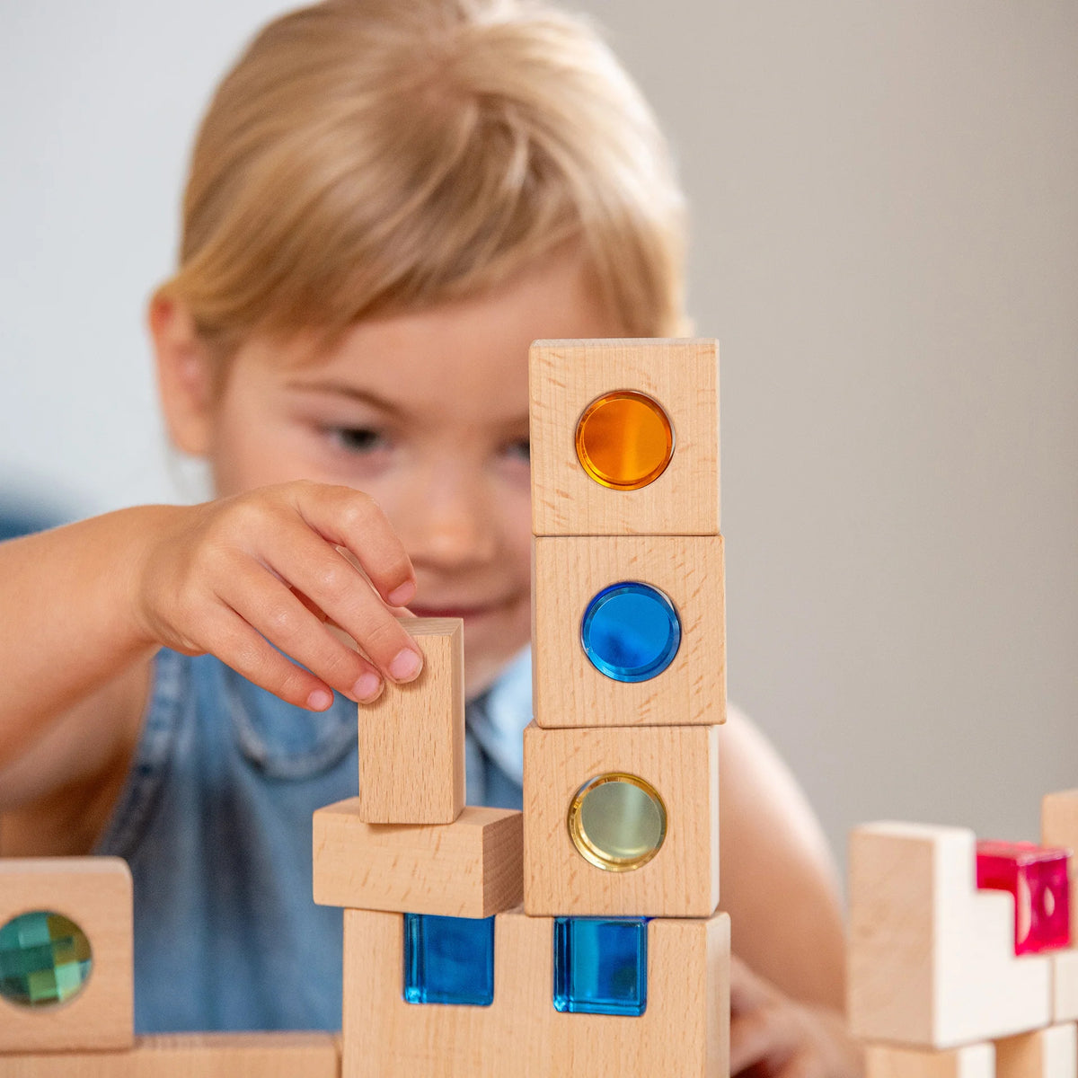 TickiT Blokkenset Houten Blokken en Gem Shapes, 82-stuks