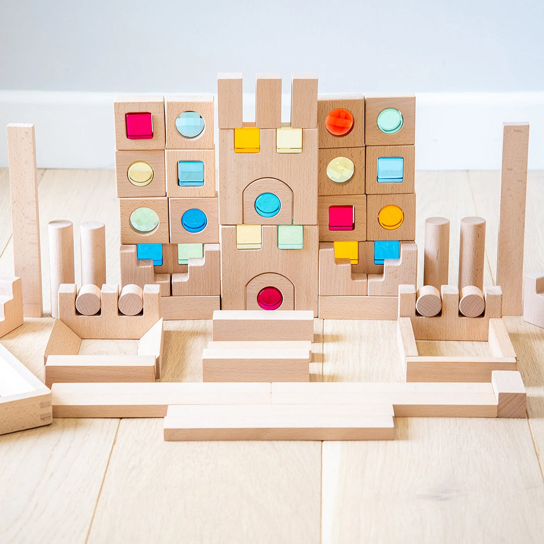 TickiT Blokkenset Houten Blokken en Gem Shapes, 82-stuks