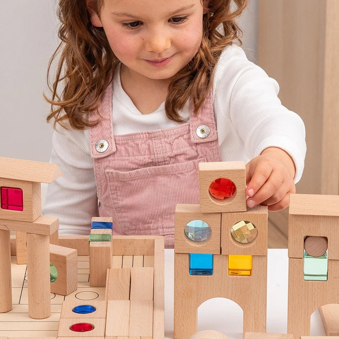 TickiT Blokkenset Houten Blokken en Gem Shapes, 82-stuks