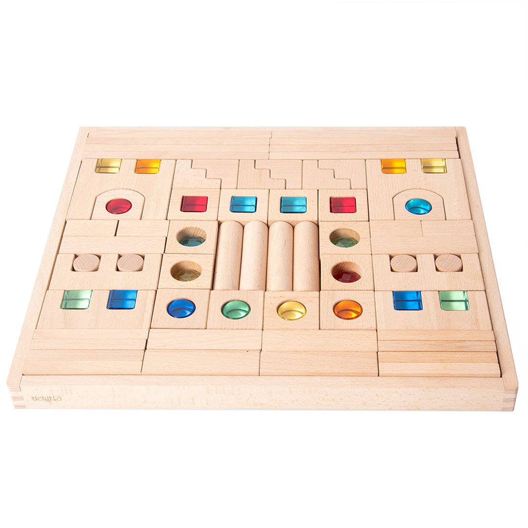 TickiT Blokkenset Houten Blokken en Gem Shapes, 82-stuks