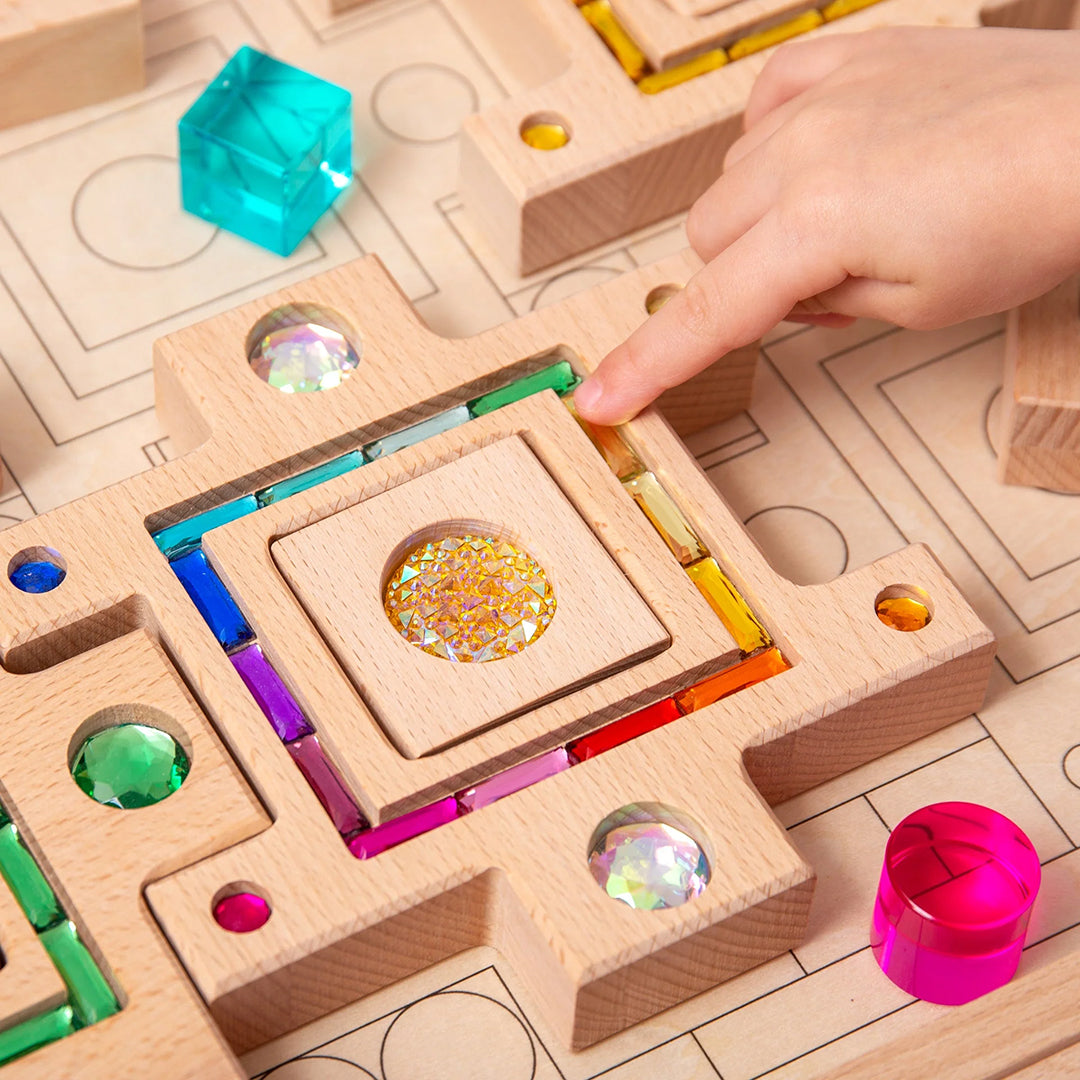 TickiT Blokkenset Puzzelblokken met Glitterstenen, Gem Puzzle Blocks, 58-stuks