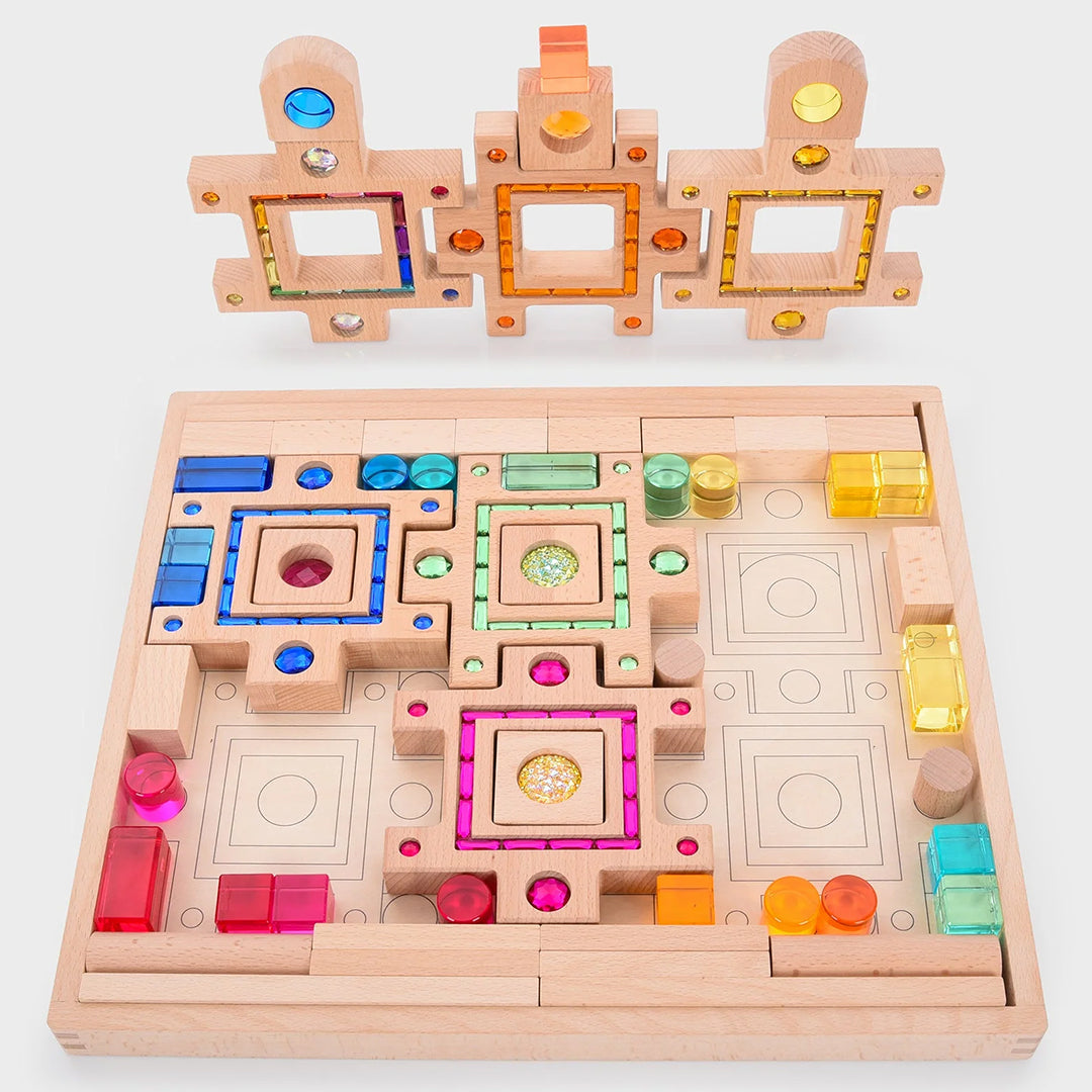 TickiT Blokkenset Puzzelblokken met Glitterstenen, Gem Puzzle Blocks, 58-stuks